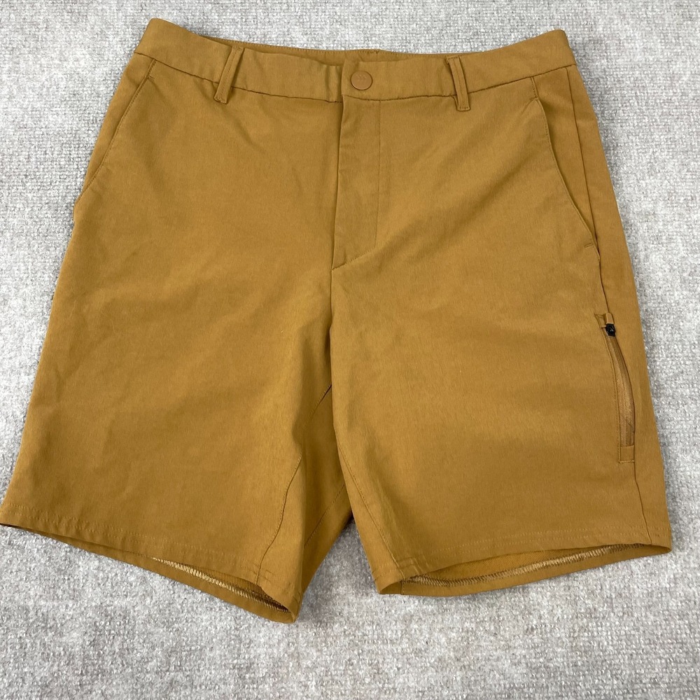 All In Motion Chino Golf Shorts Men 32 Brown Flat Front Mid Rise Stretch Pockets